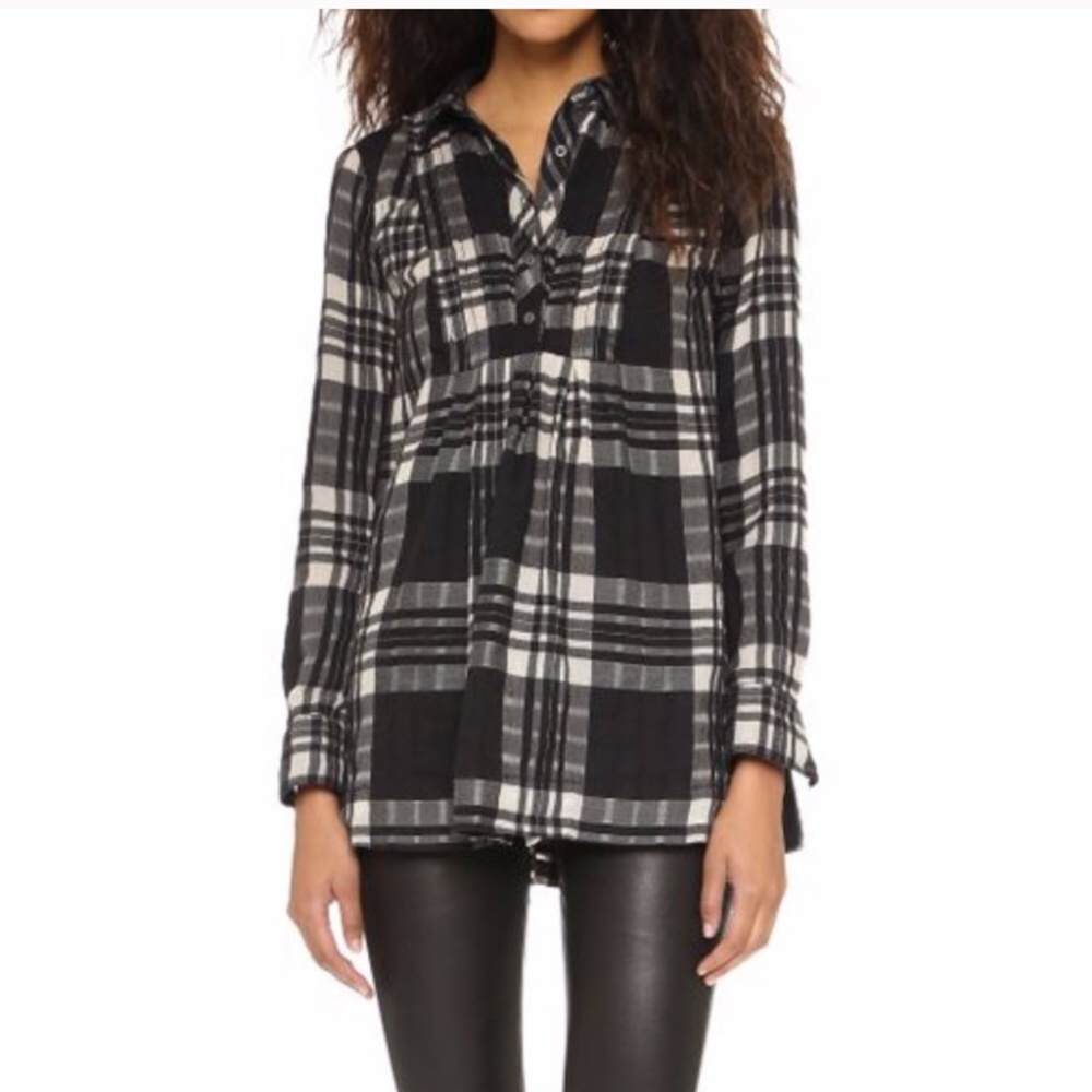 *SOLD* Free People Baby Blues Plaid Tunic Top - Picture 3 of 8